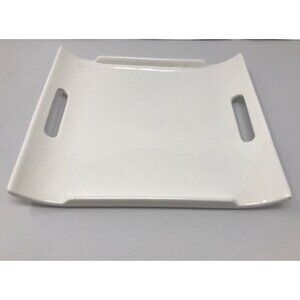 Rare 10 Strawberry Street White Curved Handled Serving Tray Rectangle